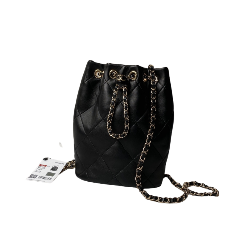 CHANEL Backpacks Shiny Lambskin & Gold-Tone Metal Black-AS4810