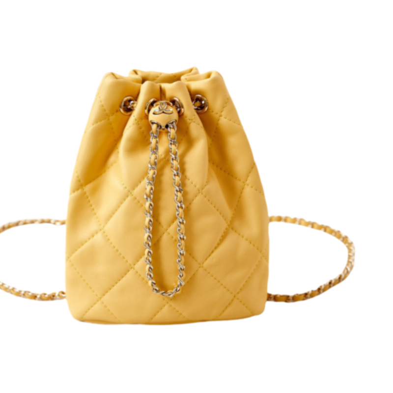 CHANEL Backpacks Shiny Lambskin & Gold-Tone Metal salmon yellow-AS4810