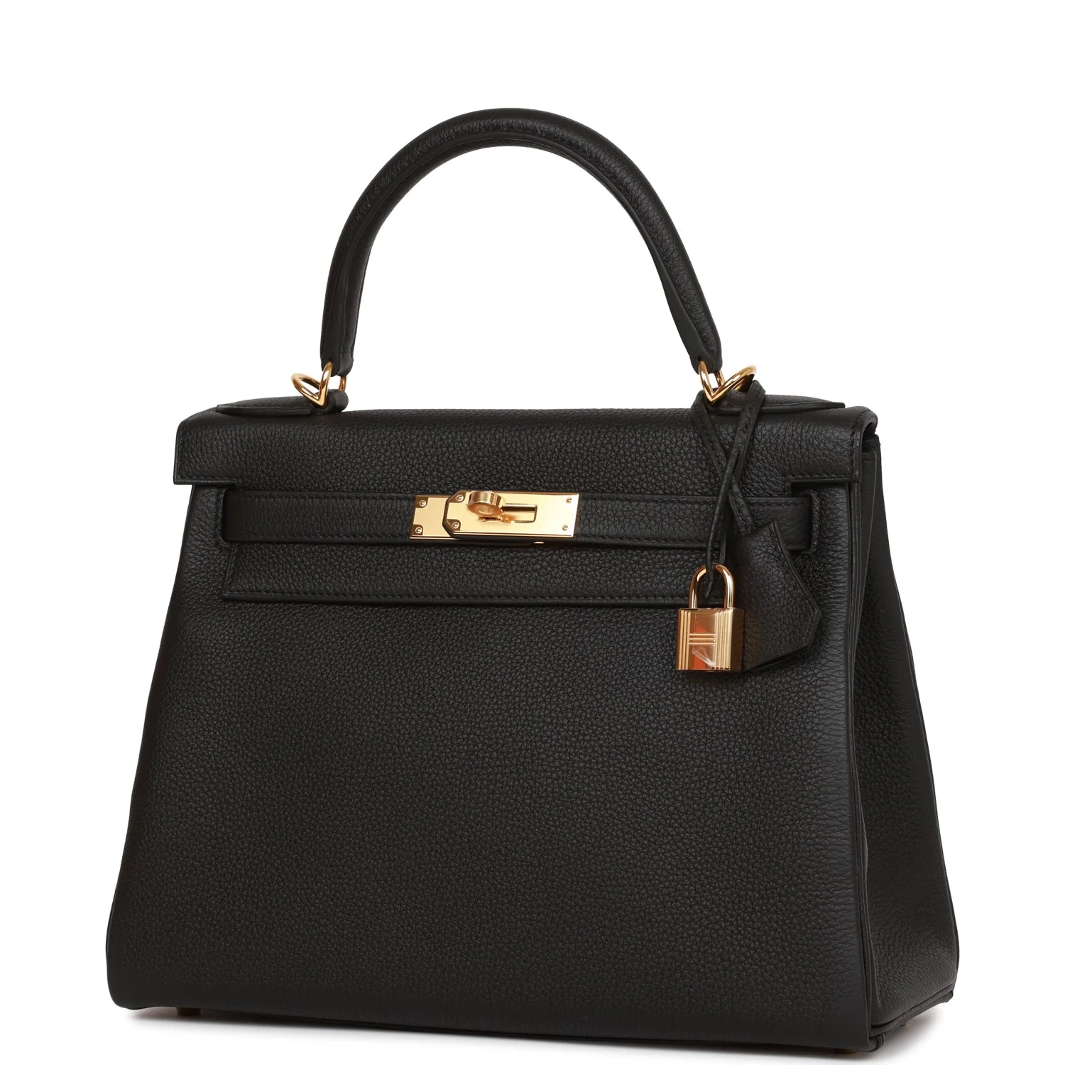 Kelly Retourne 28 Black Togo Gold Hardware