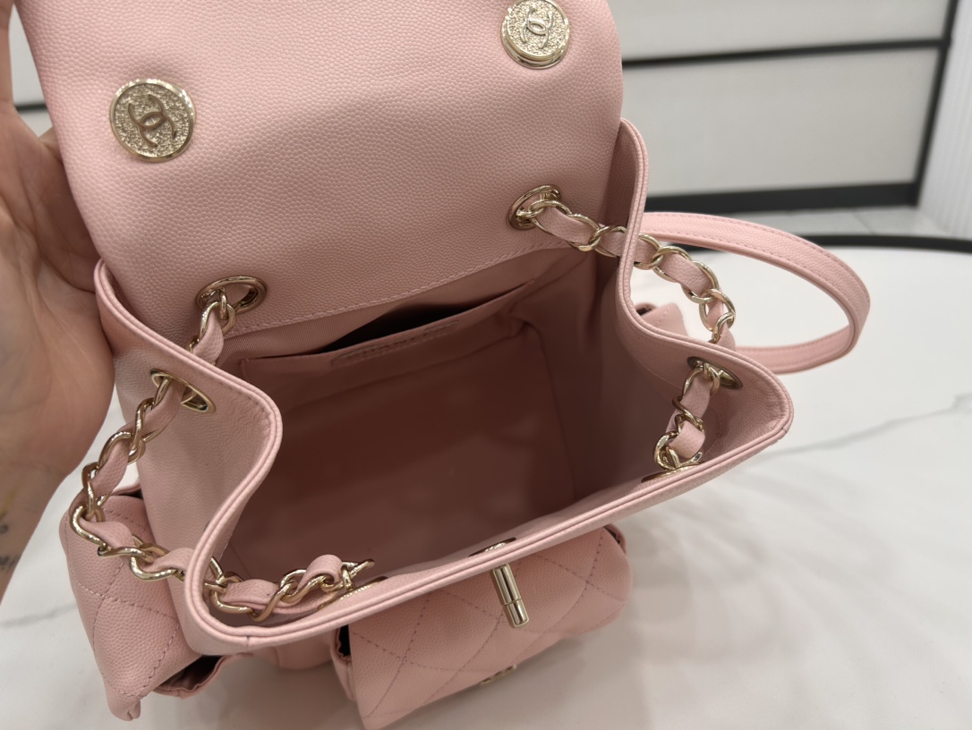 CHANEL Grained Shiny Calfskin & Gold-Tone Metal Pink - AS4398