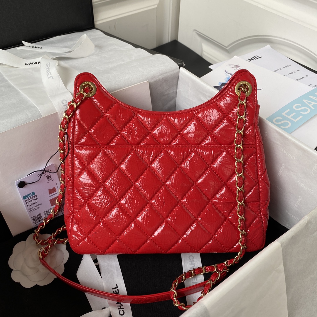 CHANEL Hobo Handbag Red-AS4322