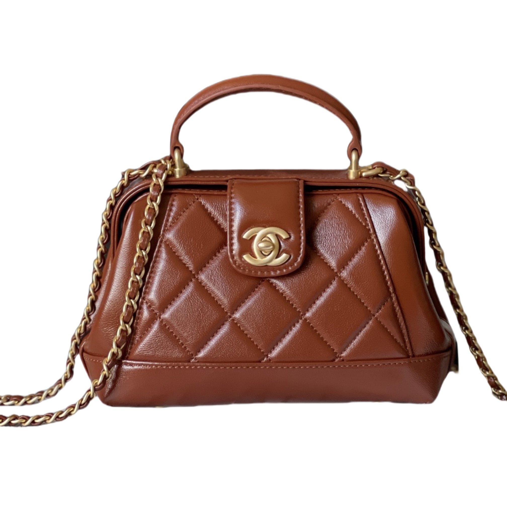CHANEL Mini Bag with Top Handle Brown-AS4958