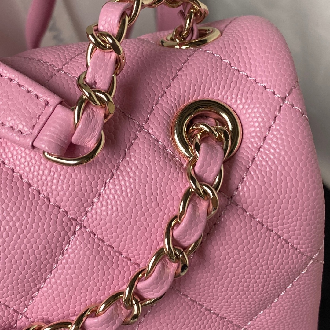 CHANEL Backpacks Grain-embossed shiny calf leather with gold-coloured metal Rose Pink-AS4058
