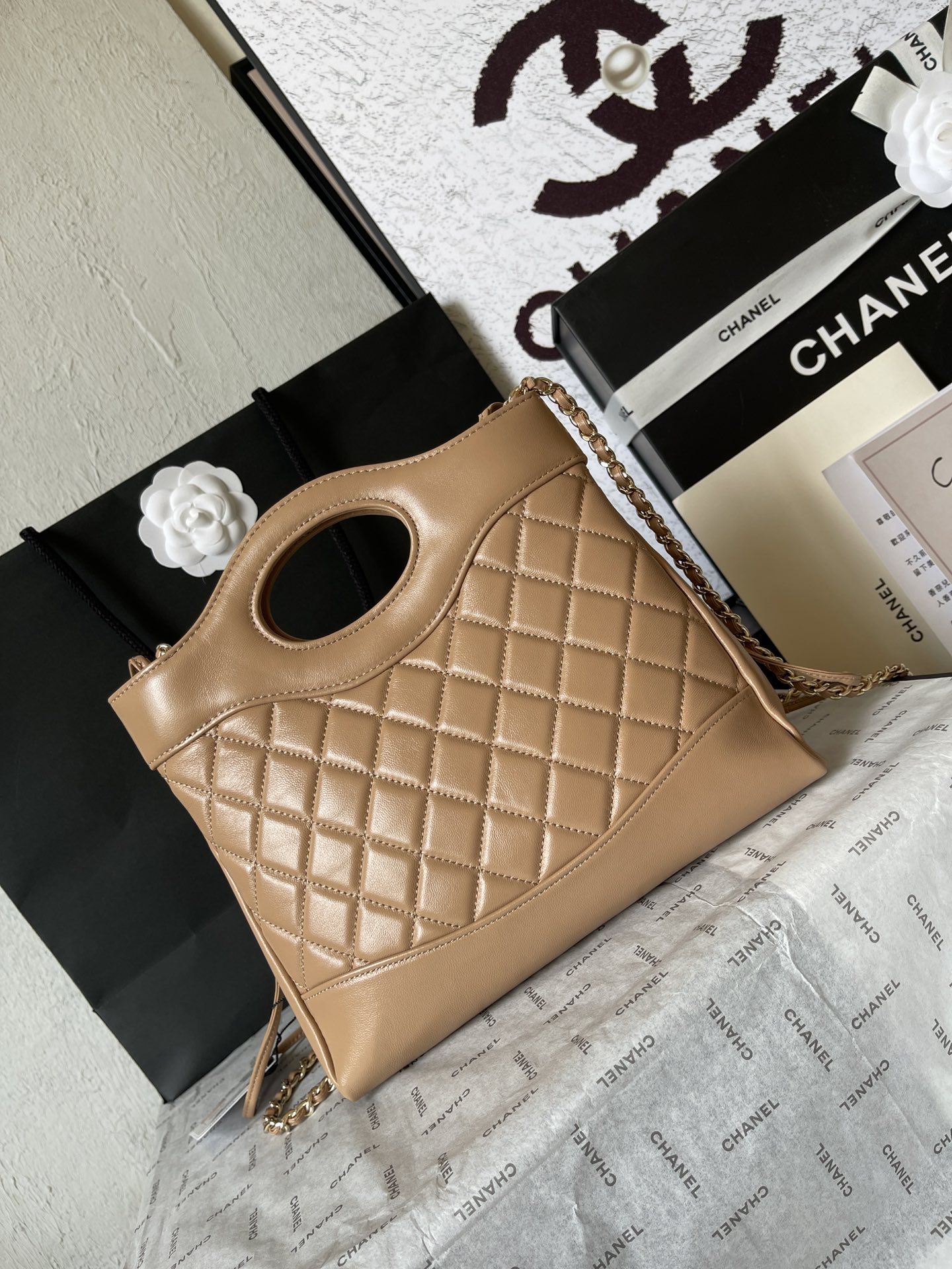 CHANEL 31 Mini Shopping Bag Khaki-AS4133