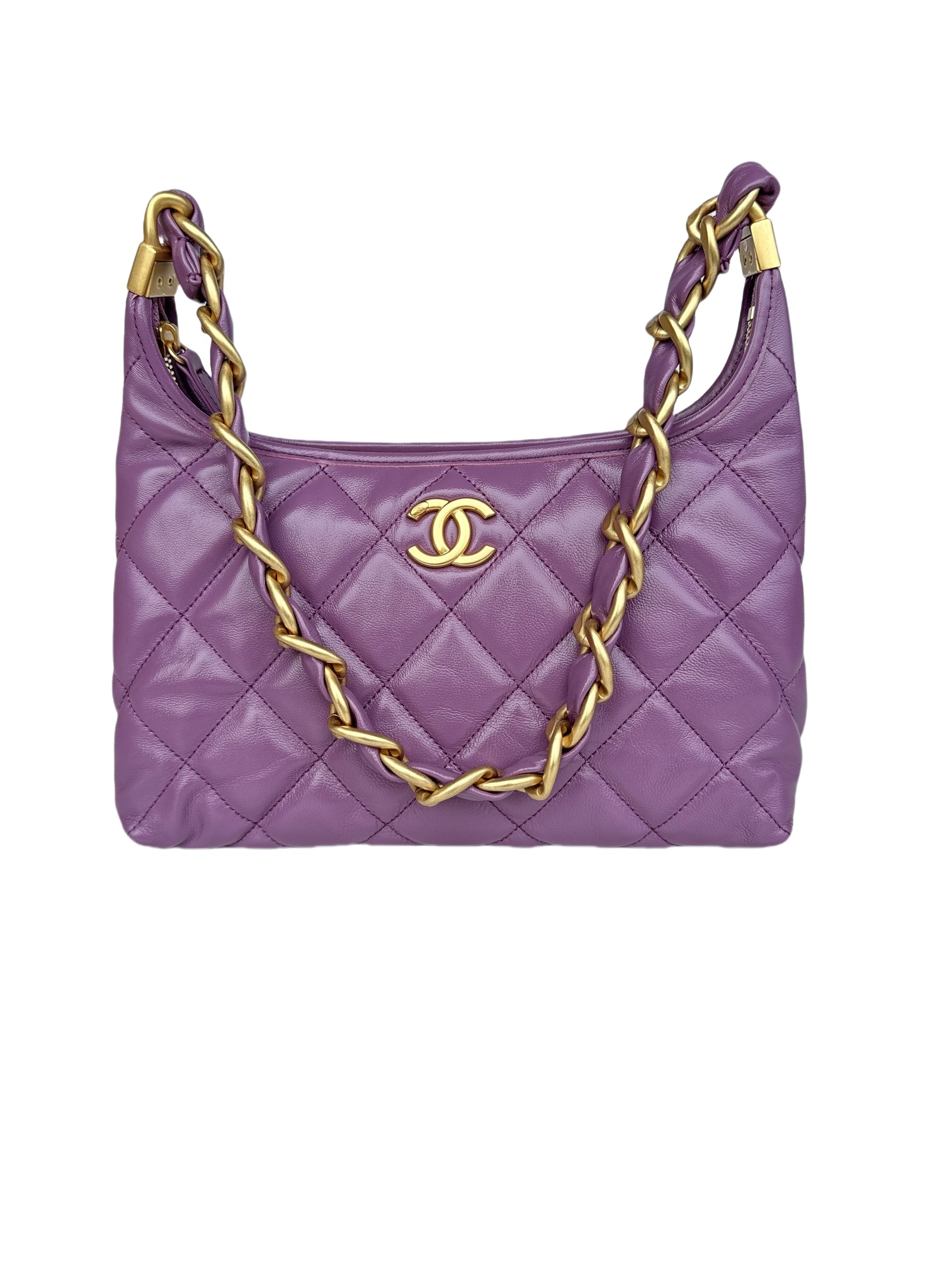 CHANEL Hobo Handbag Purple- AS4912