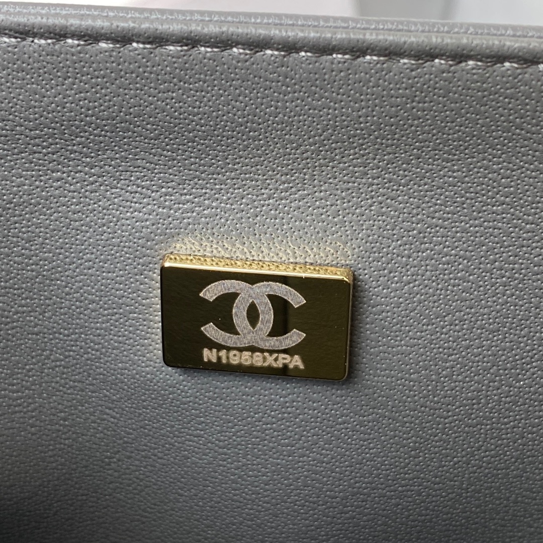 CHANEL CLASSIC 11.12 HANDBAG Lambskin & Brown Metal Dark Grey-A01112