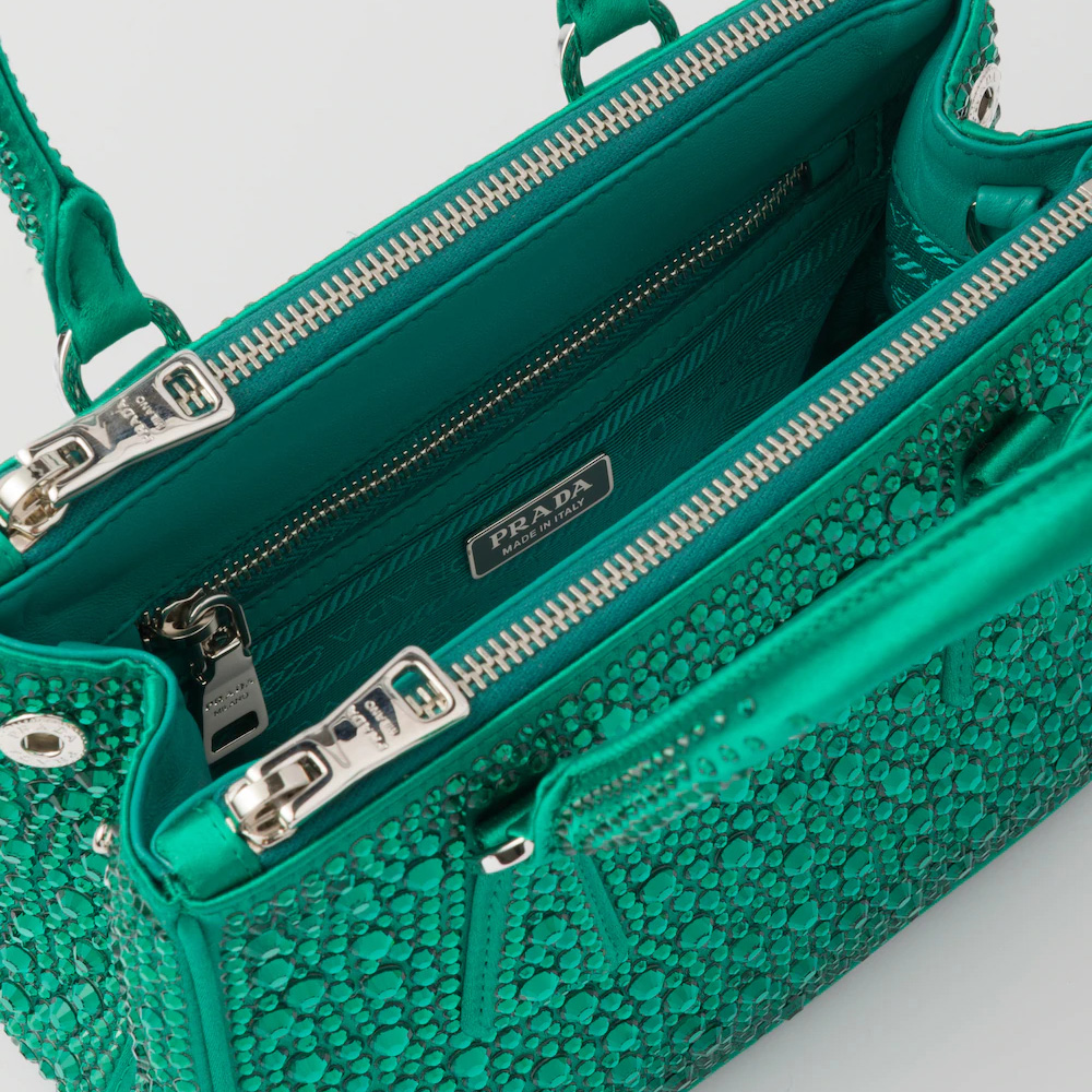 Galleria satin mini-bag with crystals