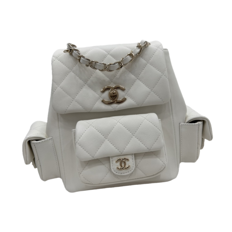 CHANEL Grained Shiny Calfskin & Gold-Tone Metal Withe - AS4398