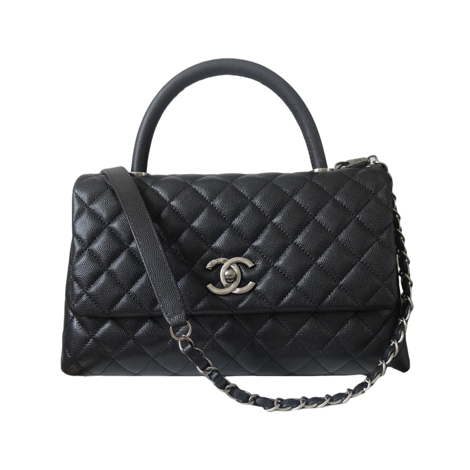 CHANEL Large Flap Bag With Top Handle ﻿Black-A92991