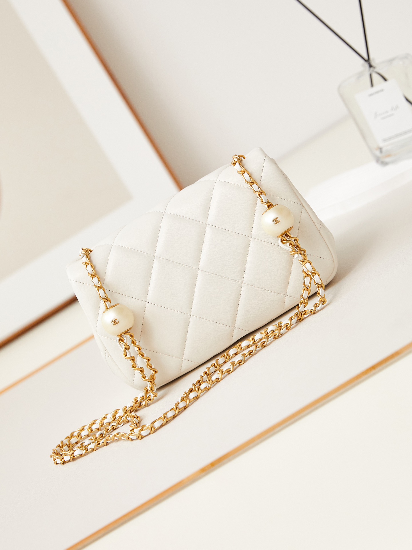 CHANEL Small Flap Bag White-AS4861