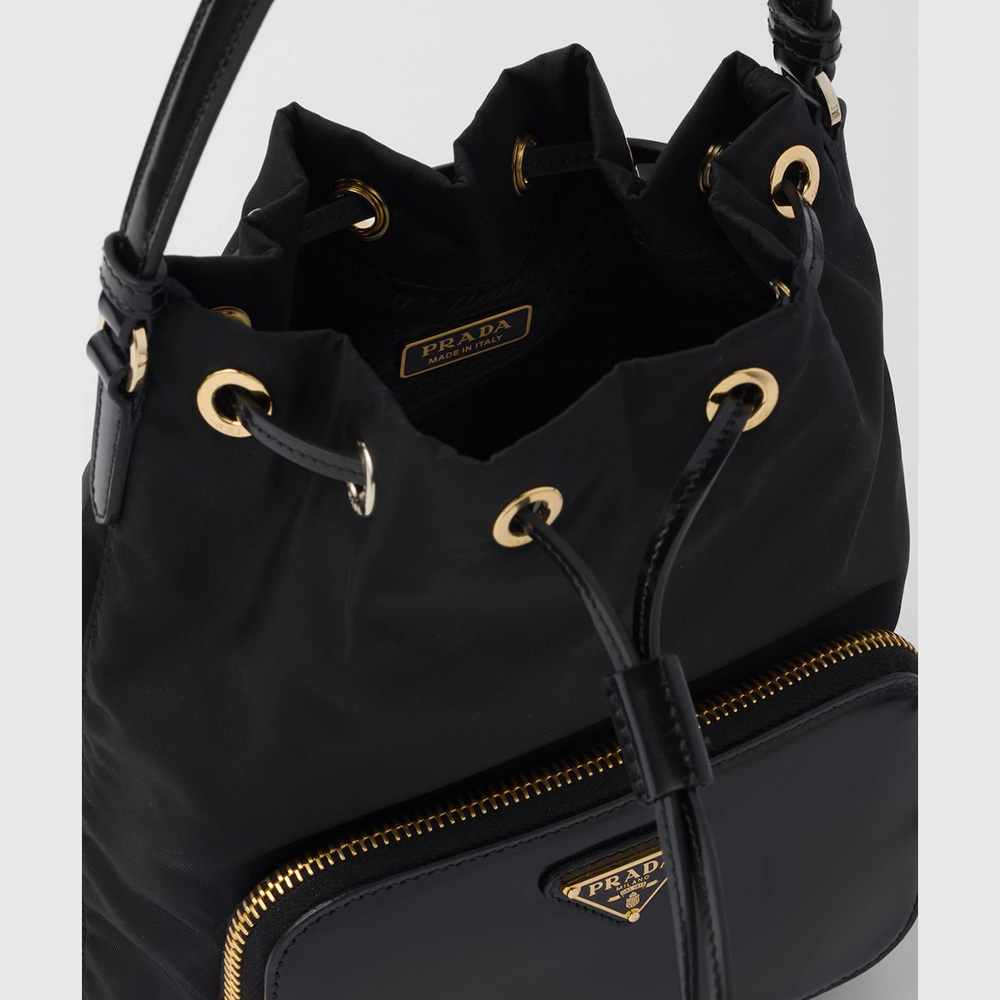 Re-Nylon and brushed leather bag