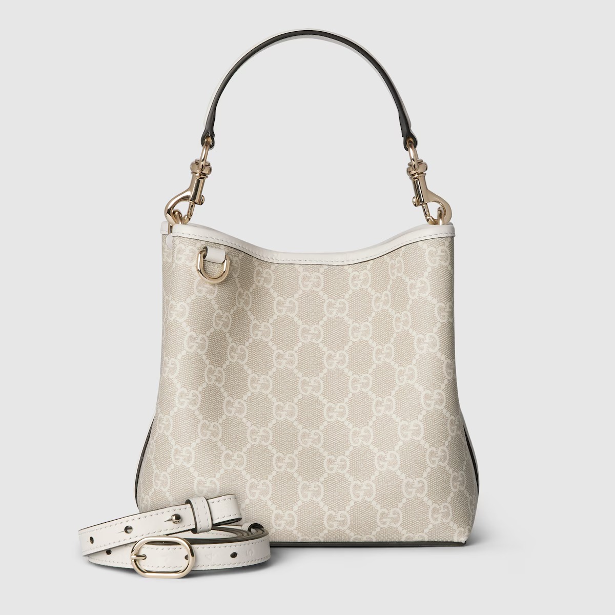 GG Emblem Small Bucket Bag White