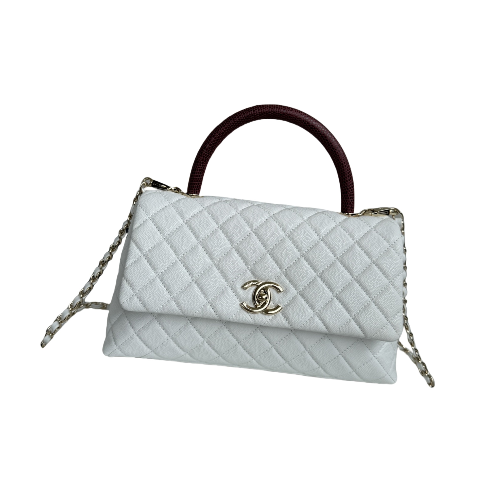 CHANEL Large Flap Bag With Top Handle ﻿White-A92991