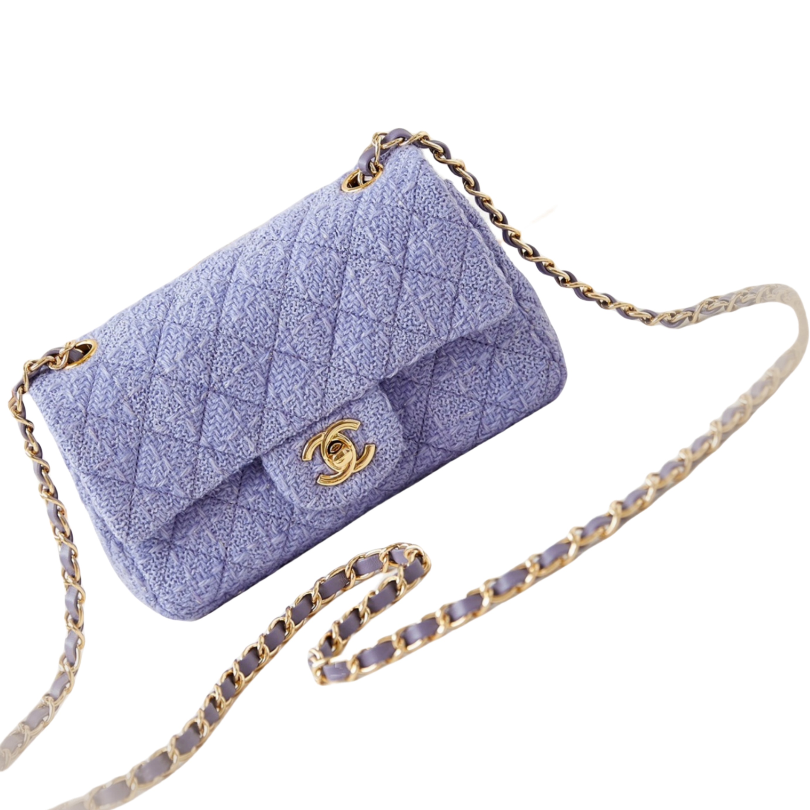CHANEL Mini Classic Handbag & Gold-Tone Metal Purple-A69900