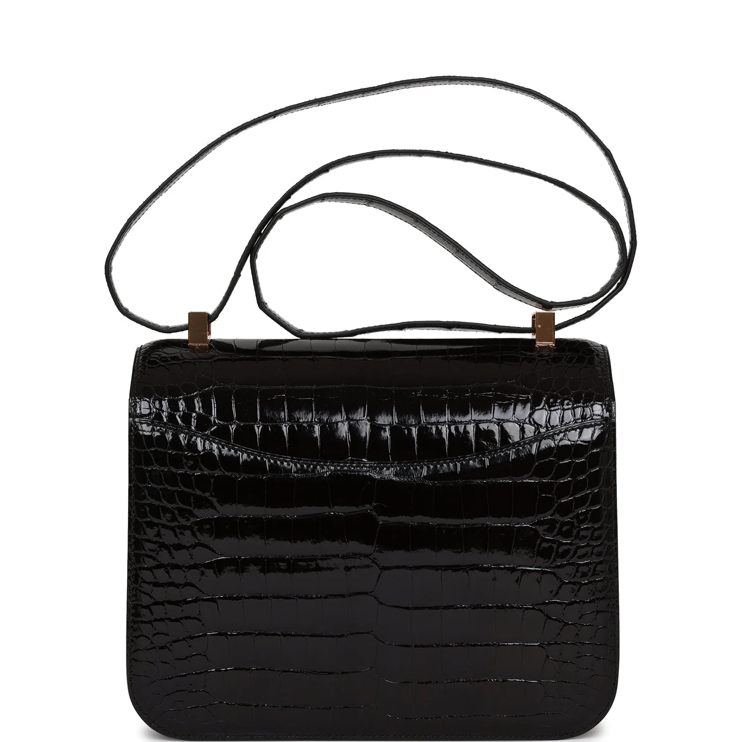 Constance 24 Black Shiny Alligator Rose Gold Hardware