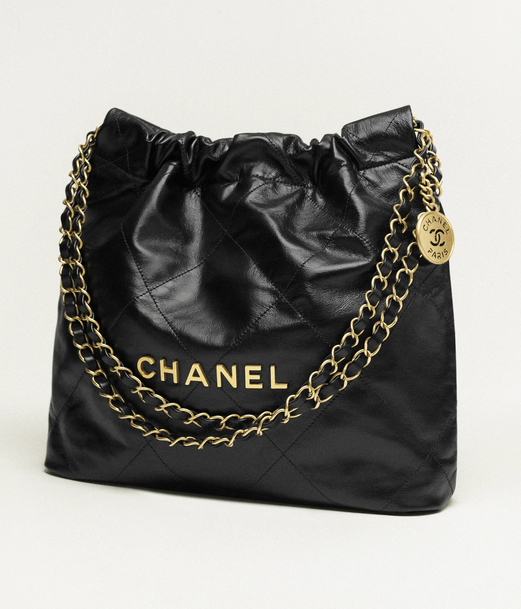 CHANEL 22 Small Handbag  Shiny Calfskin & Gold-Tone Metal AS3260