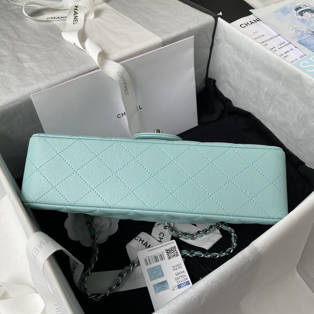 CHANEL CLASSIC 11.12 HANDBAG Lambskin & Brown Metal Blue-A01112