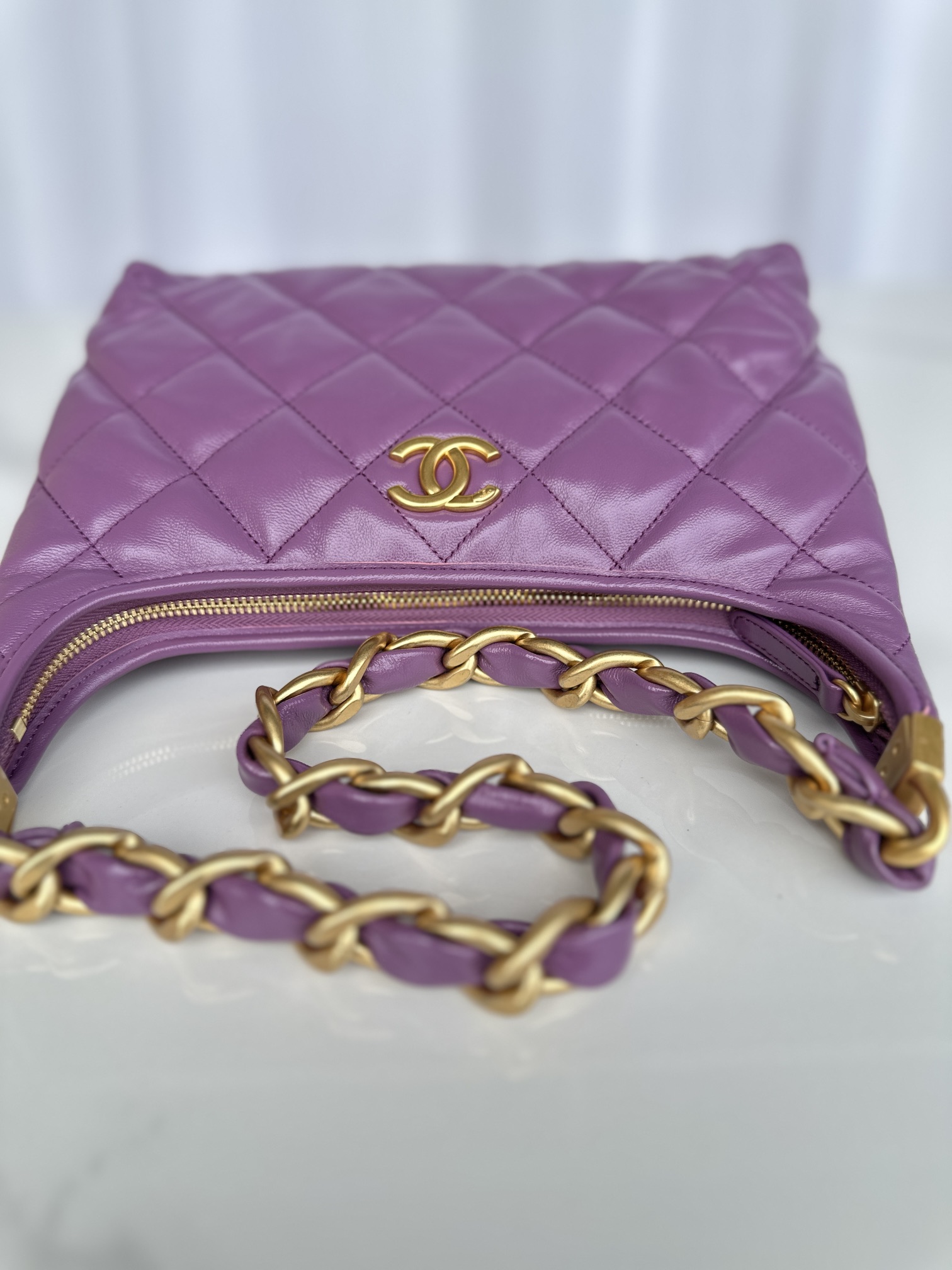 CHANEL Hobo Handbag Purple- AS4912