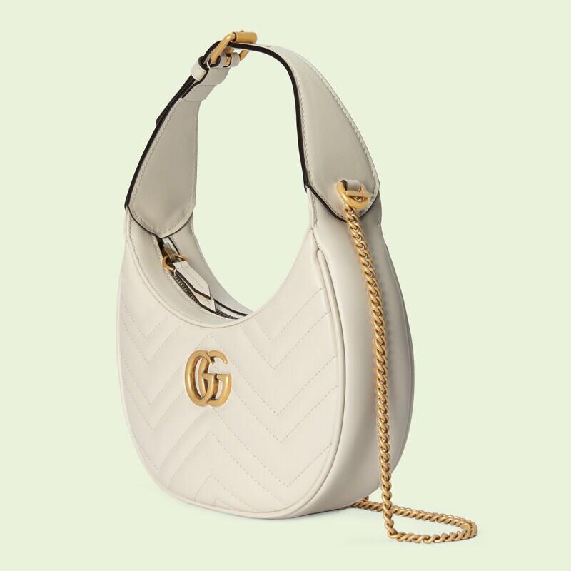 GG Marmont Half-moon-shaped Mini White Bag