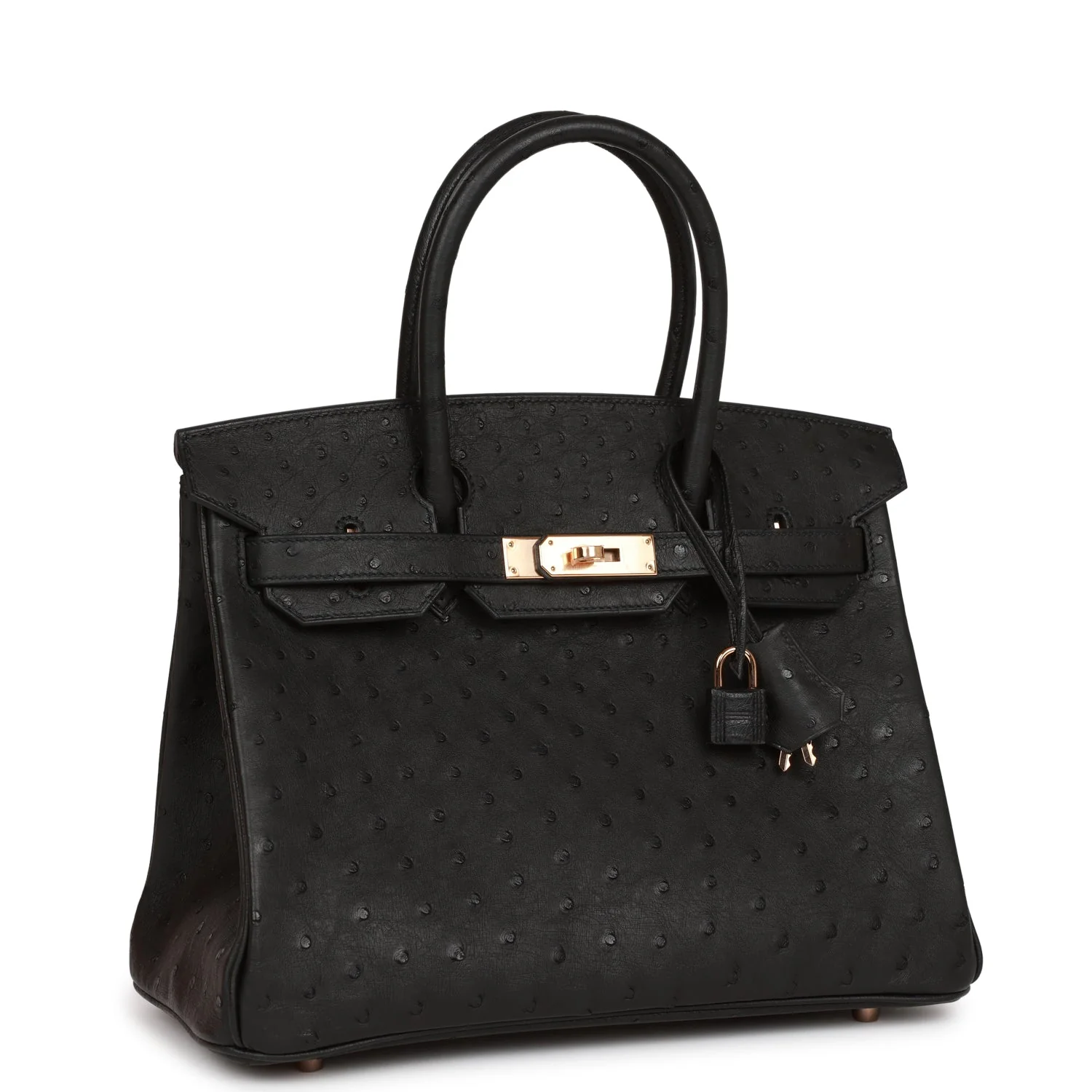 Birkin 30 Black Ostrich Rose Gold Hardware