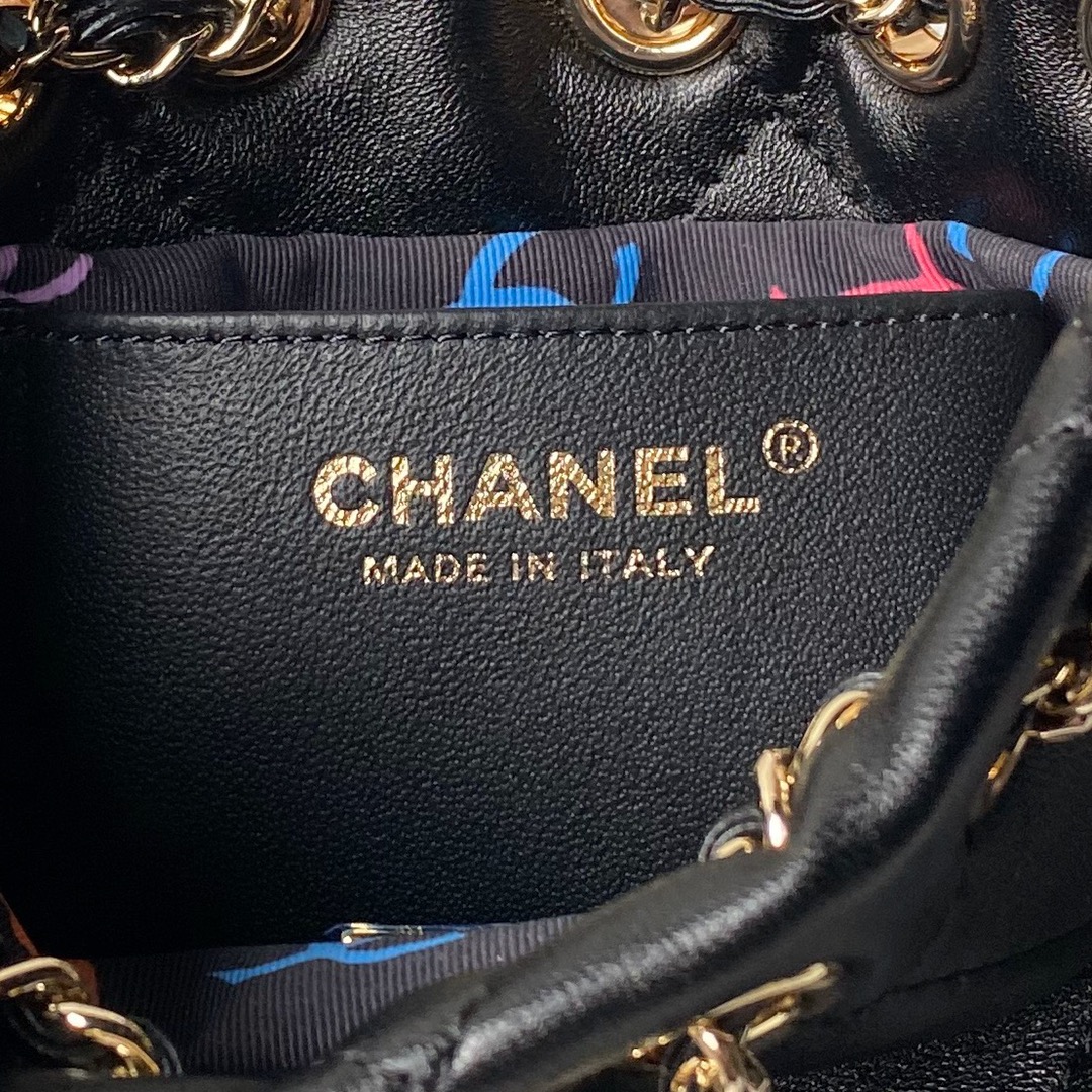 CHANEL Backpacks Shiny Lambskin & Gold-Tone Metal Black-AS4810
