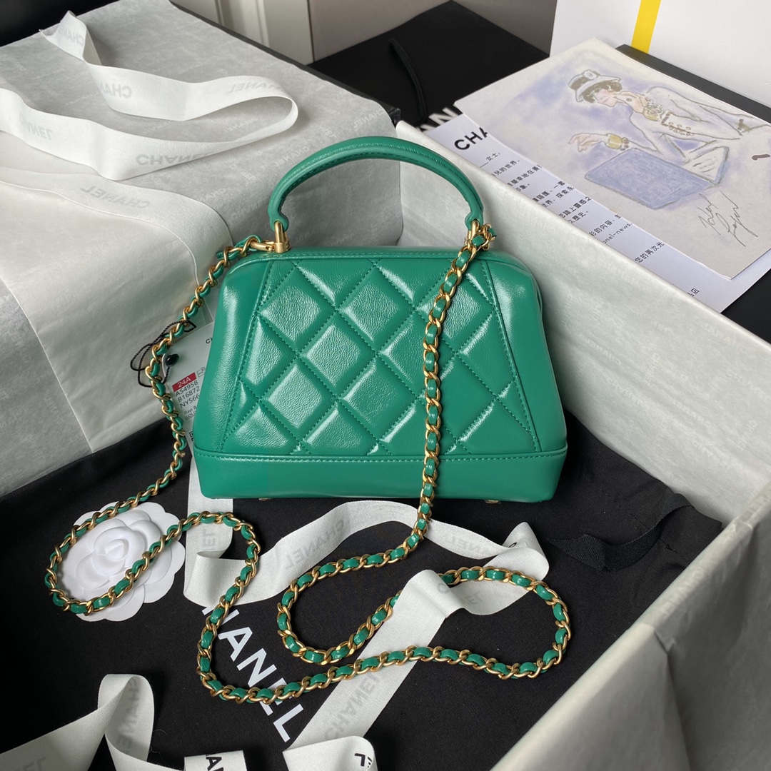 CHANEL Mini Bag with Top Handle Green-AS4958
