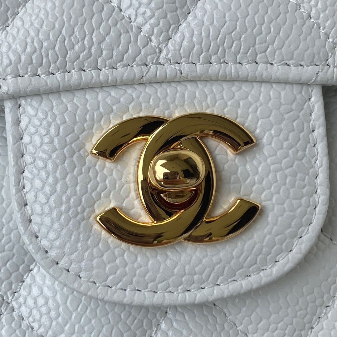CHANEL CLASSIC 11.12 HANDBAG Lambskin & Brown Metal White-A01112