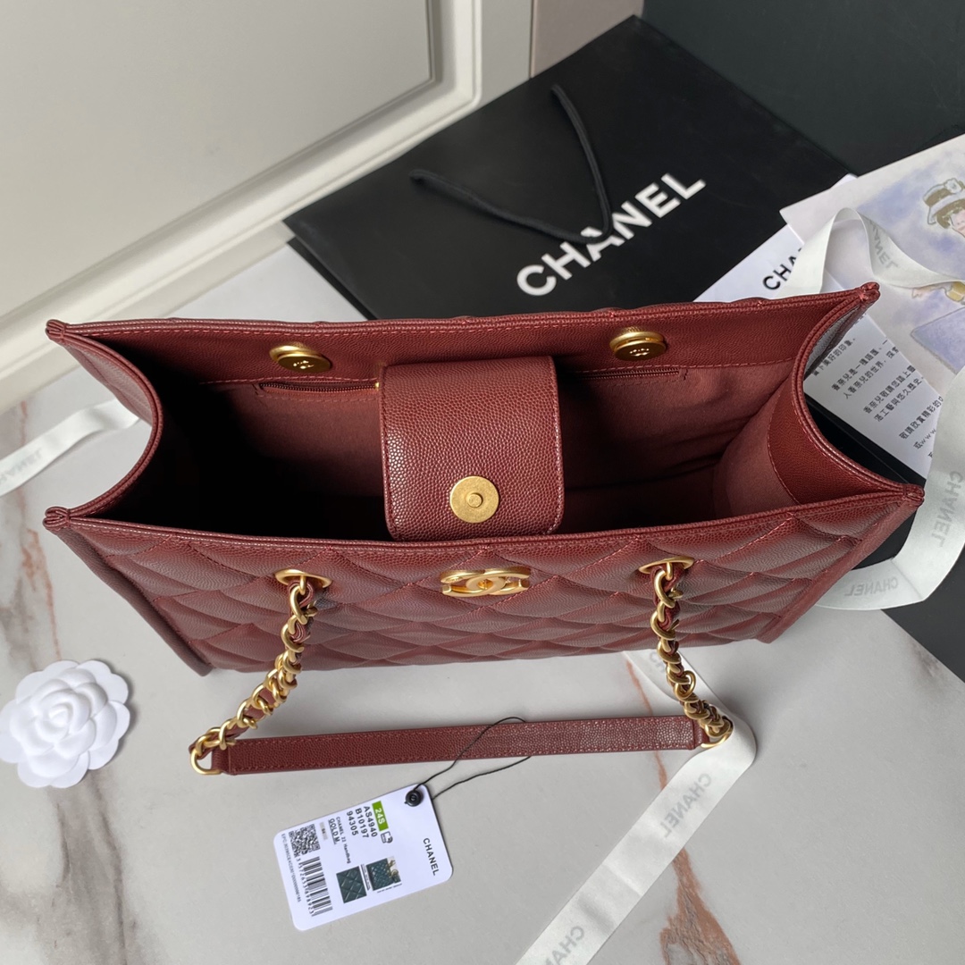 CHANEL Small Tote -Red-AS4940