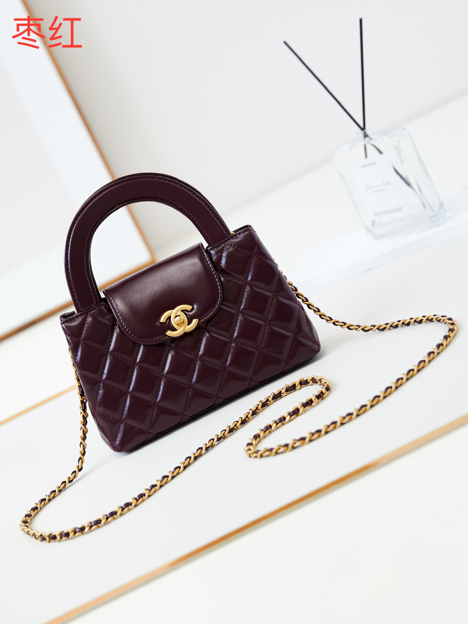 CHANEL Mini Shopping Bag kelly Burgundy- AS4416