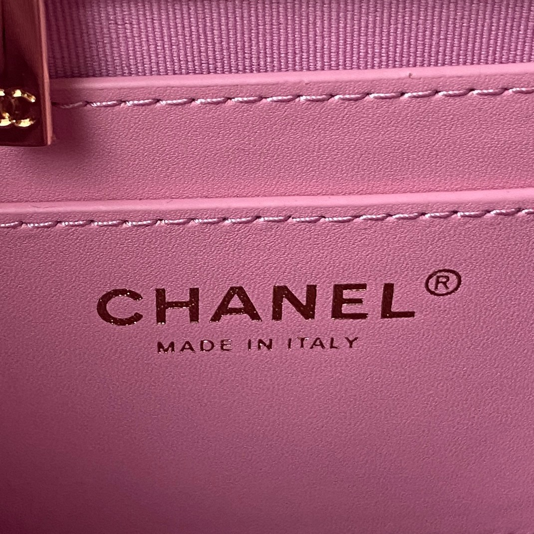 CHANEL Backpacks Grain-embossed shiny calf leather with gold-coloured metal Rose Pink-AS4058