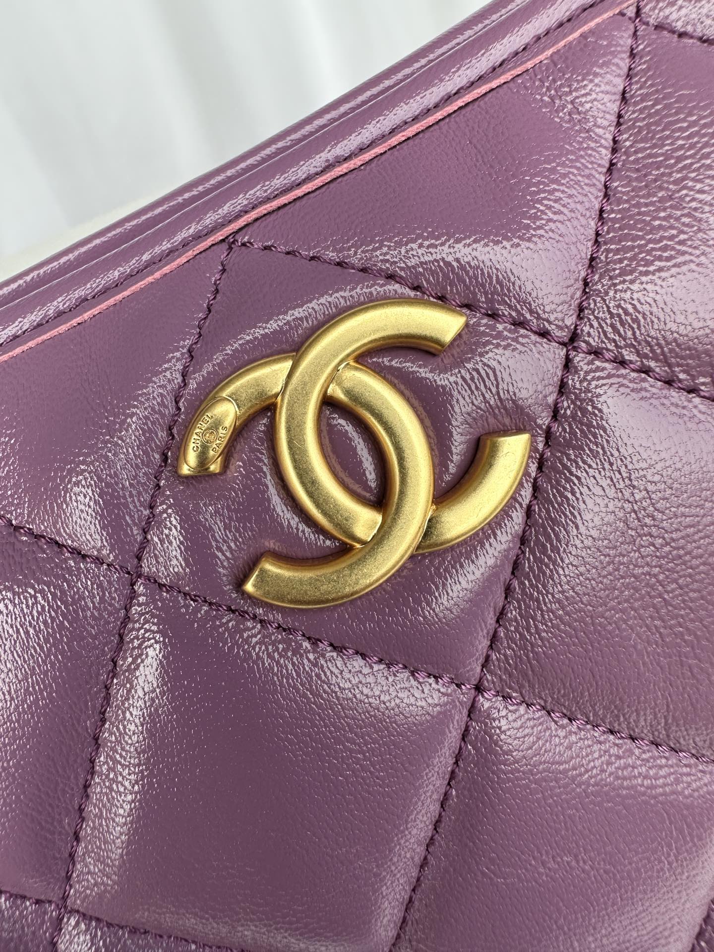CHANEL Hobo Handbag Purple- AS4912