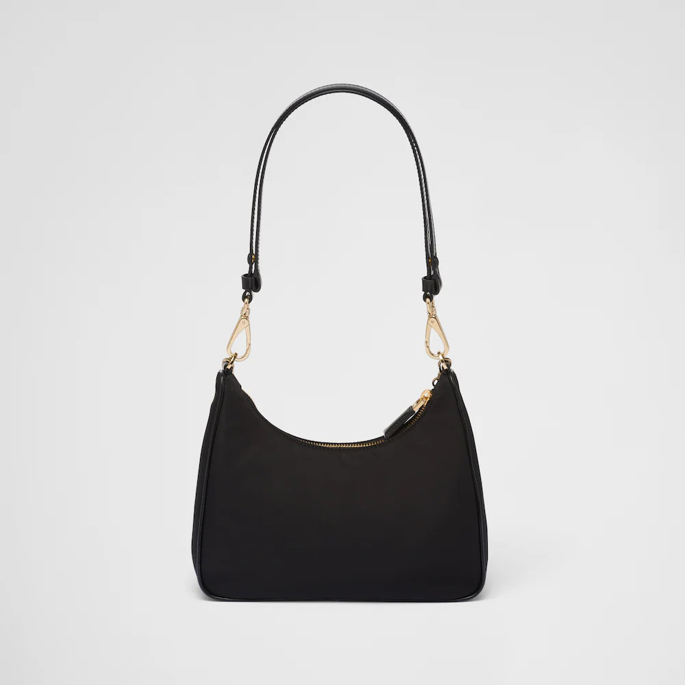 Re-Nylon and brushed leather mini-bag