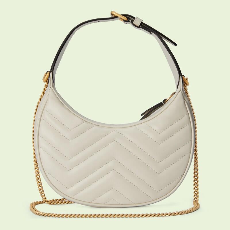 GG Marmont Half-moon-shaped Mini White Bag