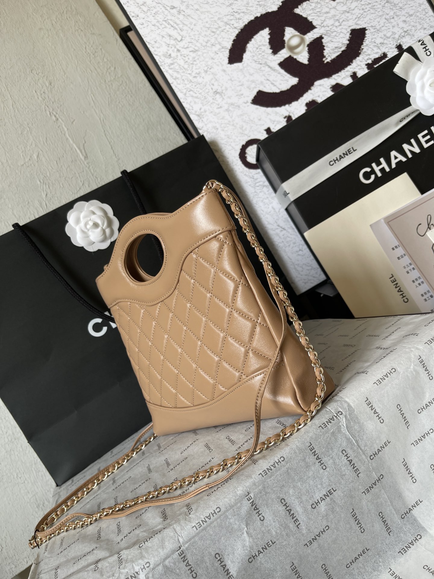 CHANEL 31 Mini Shopping Bag Khaki-AS4133