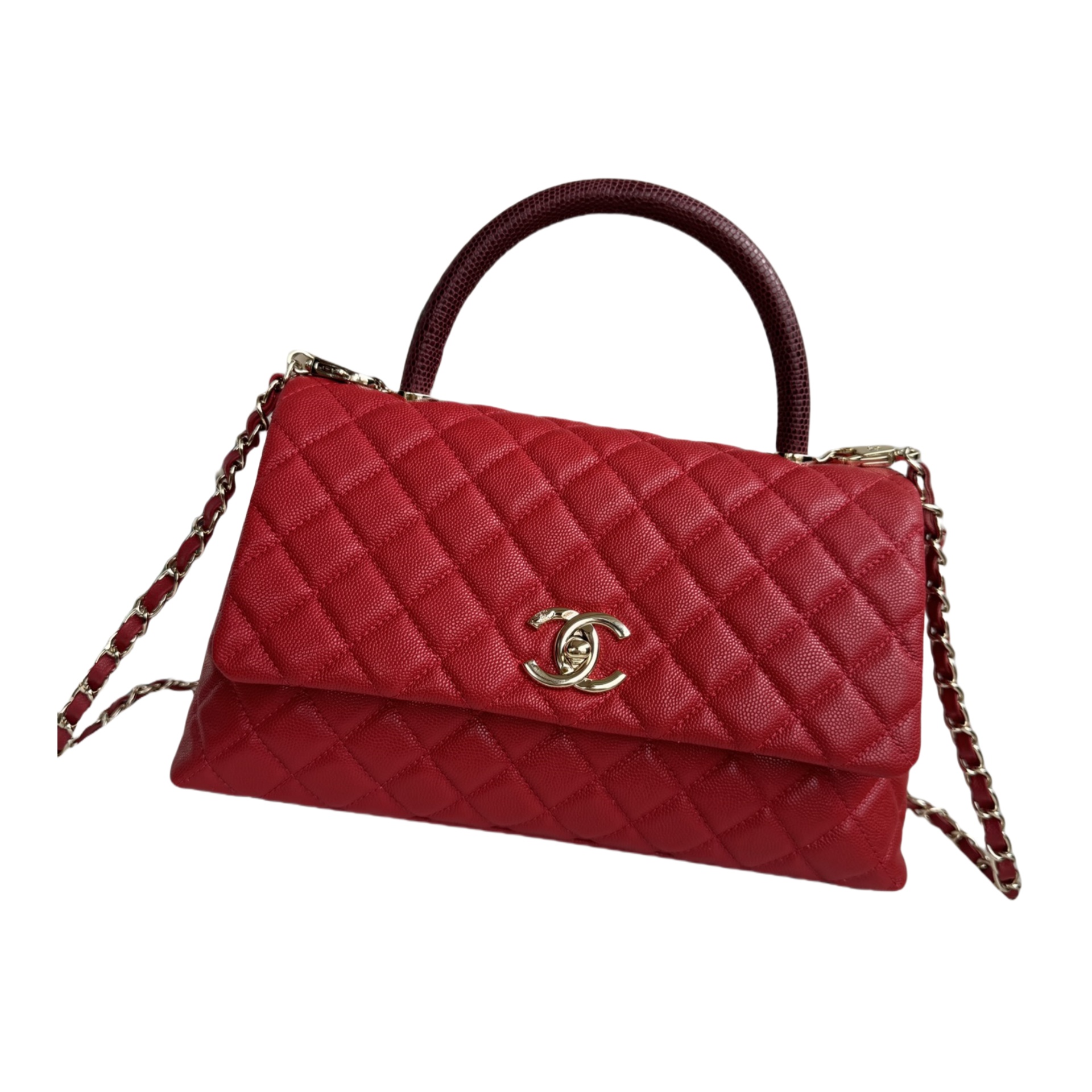 CHANEL Large Flap Bag With Top Handle ﻿Red-A92991