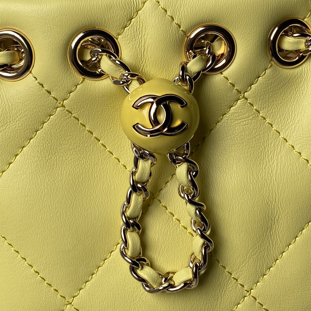 CHANEL Backpacks  Shiny Lambskin & Gold-Tone Metal Yellow-AS4810