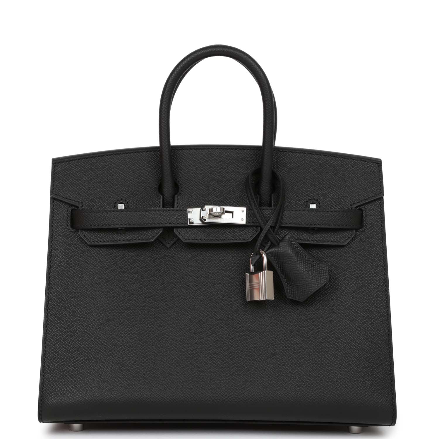 Birkin Sellier 25 Black Epsom Palladium Hardware