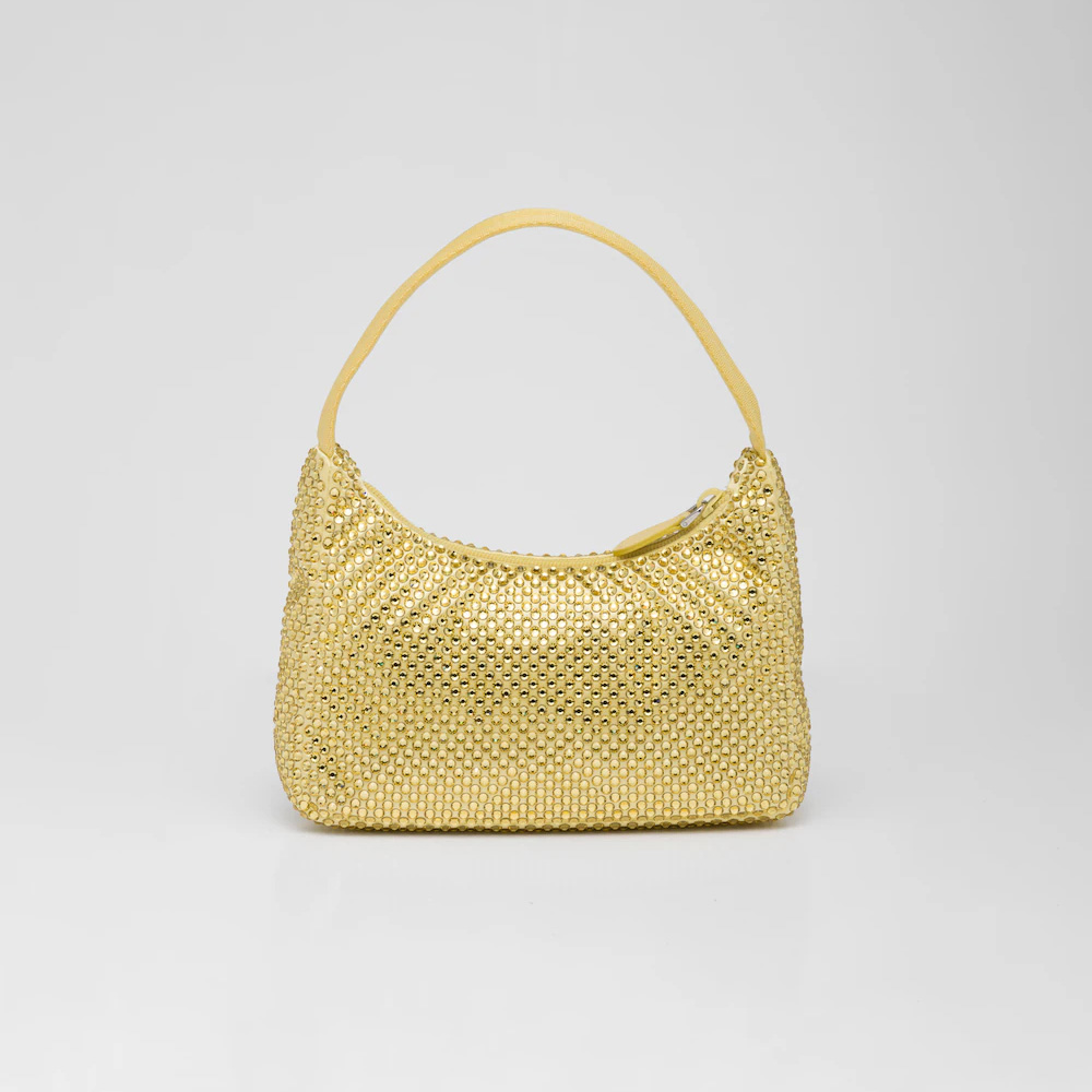 Satin mini-bag with crystals