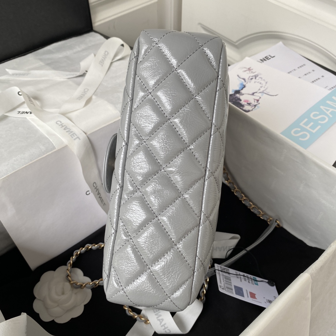 CHANEL Hobo Handbag Gray-AS4322
