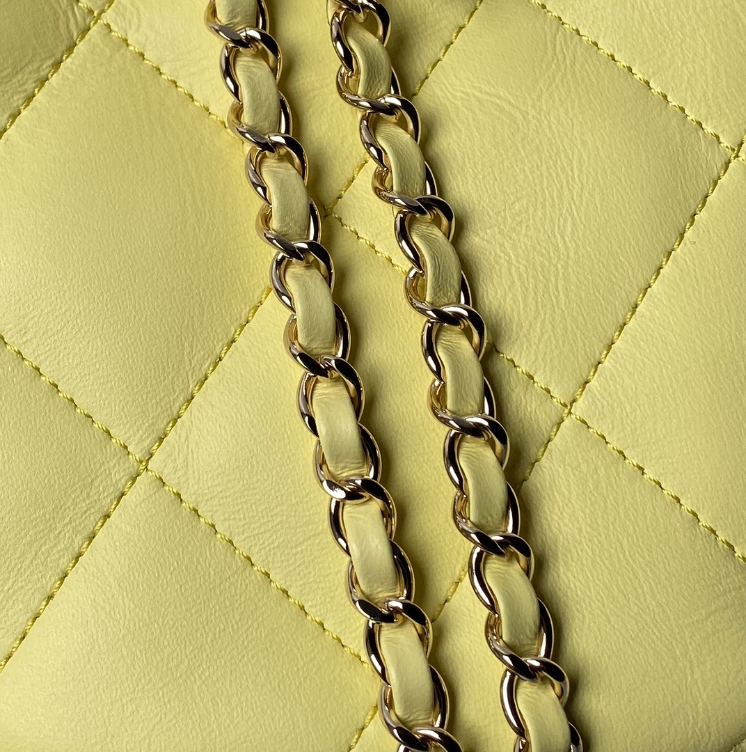 CHANEL Backpacks  Shiny Lambskin & Gold-Tone Metal Yellow-AS4810