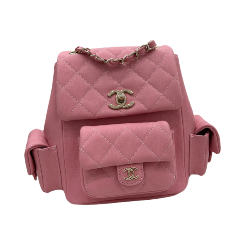 CHANEL Grained Shiny Calfskin & Gold-Tone Metal Rose Pink - AS4398