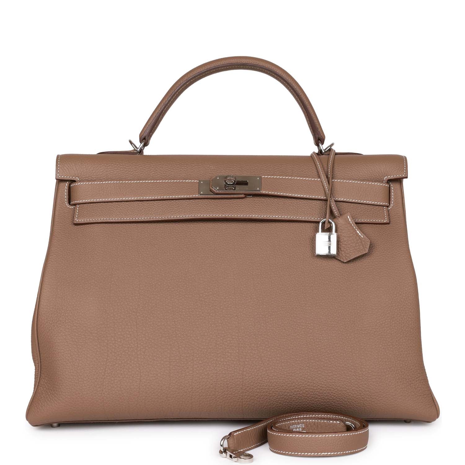 Kelly Retourne 40 Etoupe Togo Palladium Hardware