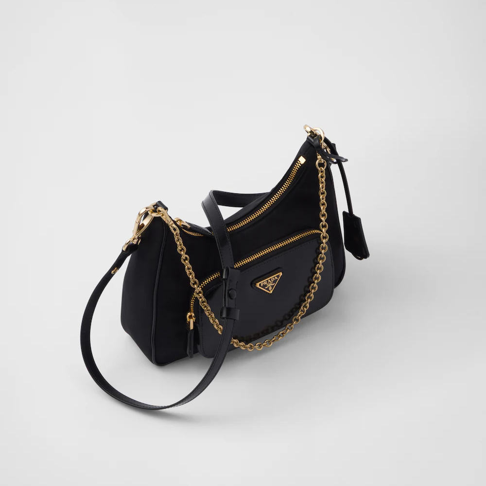 Re-Nylon and brushed leather mini-bag