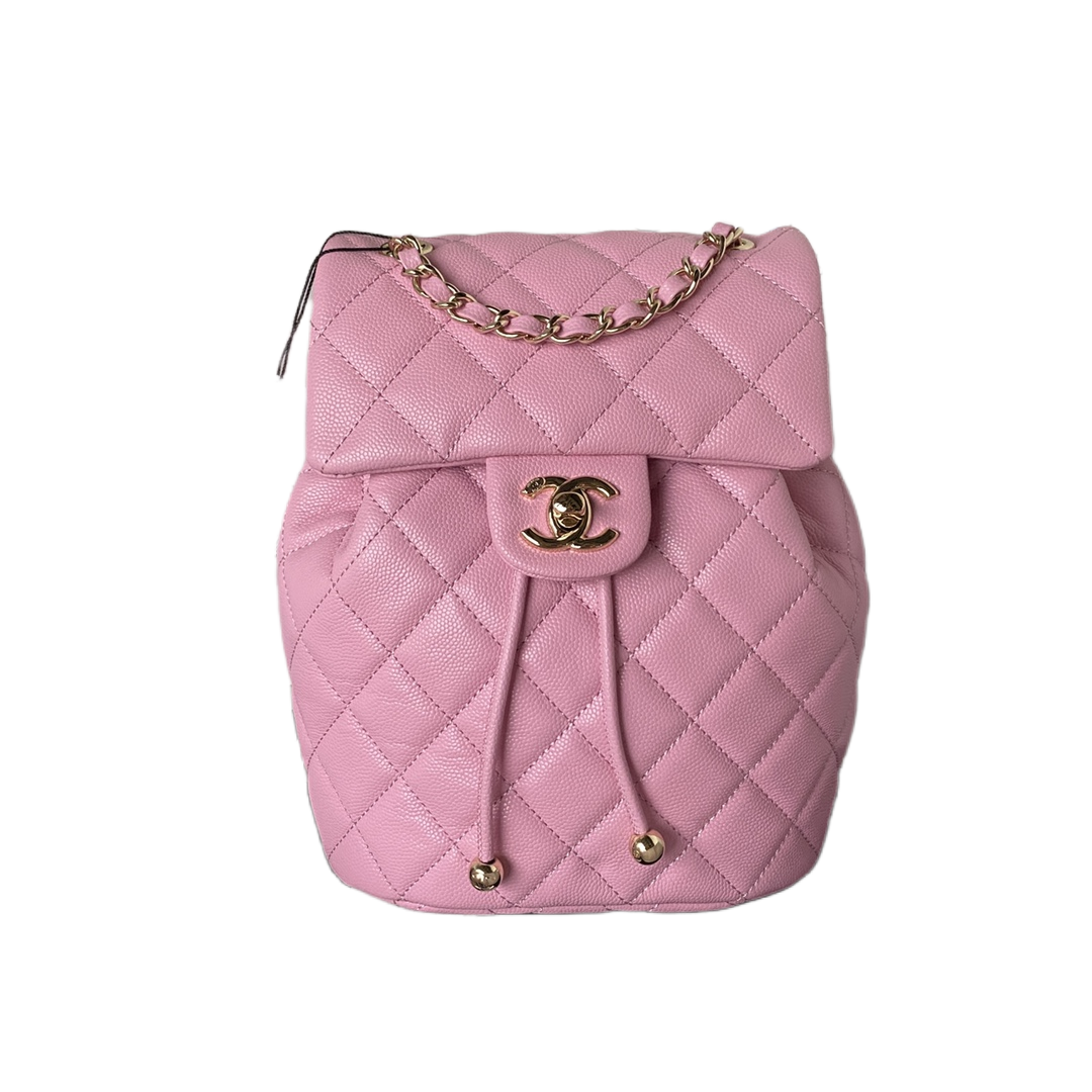 CHANEL Backpacks Grain-embossed shiny calf leather with gold-coloured metal Rose Pink-AS4058