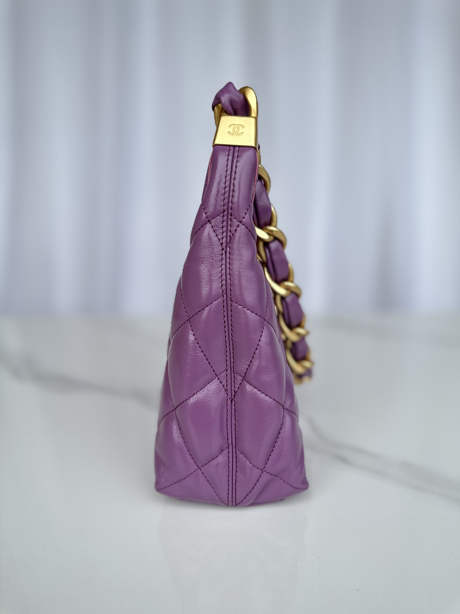 CHANEL Hobo Handbag Purple- AS4912