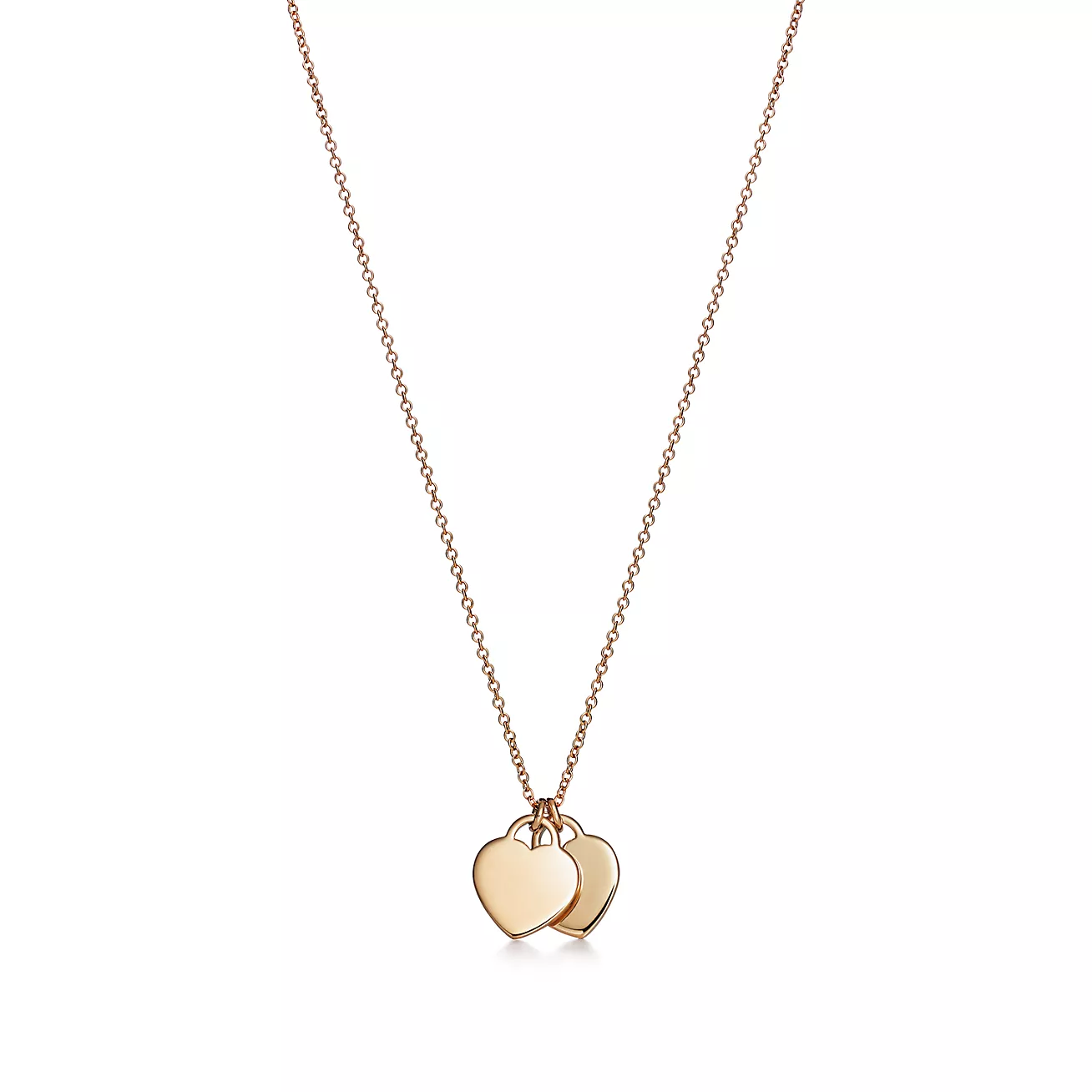 Double Heart Tag Pendant in Yellow Gold, Mini