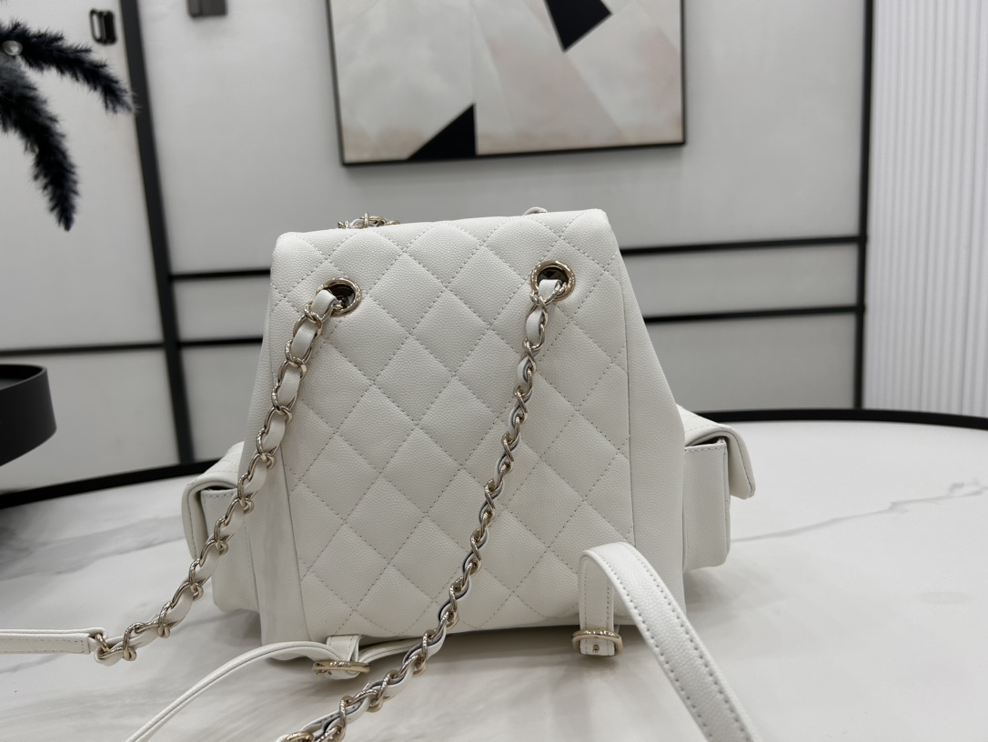 CHANEL Grained Shiny Calfskin & Gold-Tone Metal Withe - AS4398