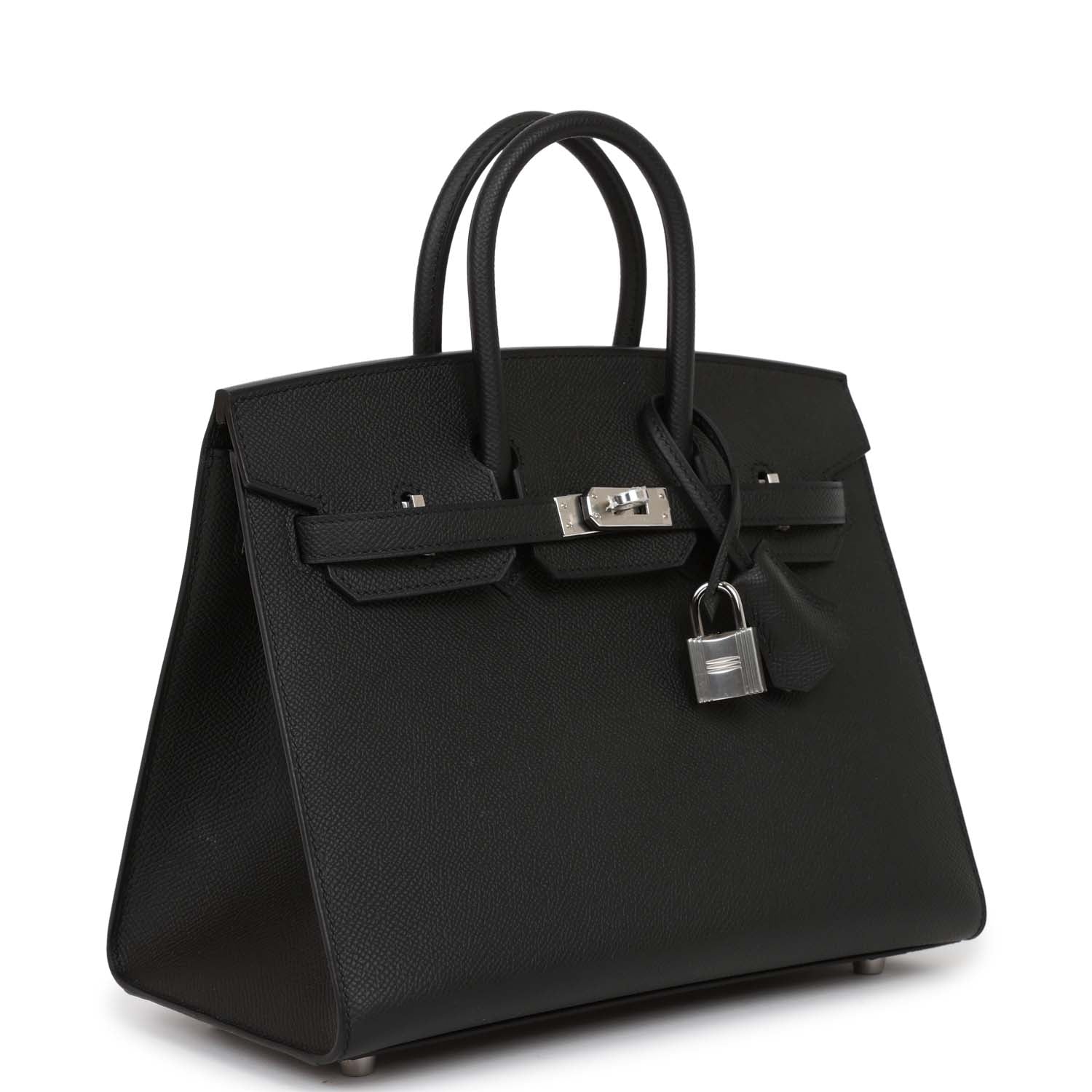 Birkin Sellier 25 Black Epsom Palladium Hardware