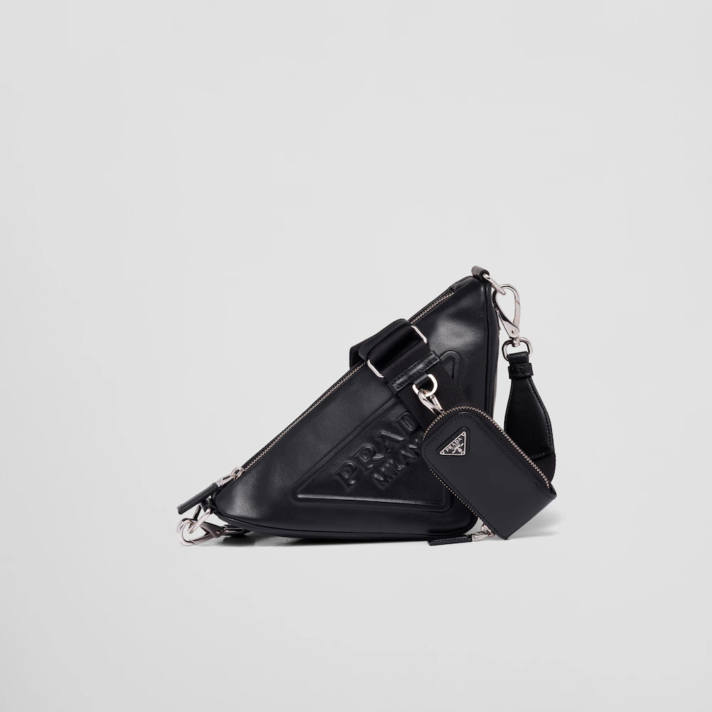 Triangle leather shoulder bag