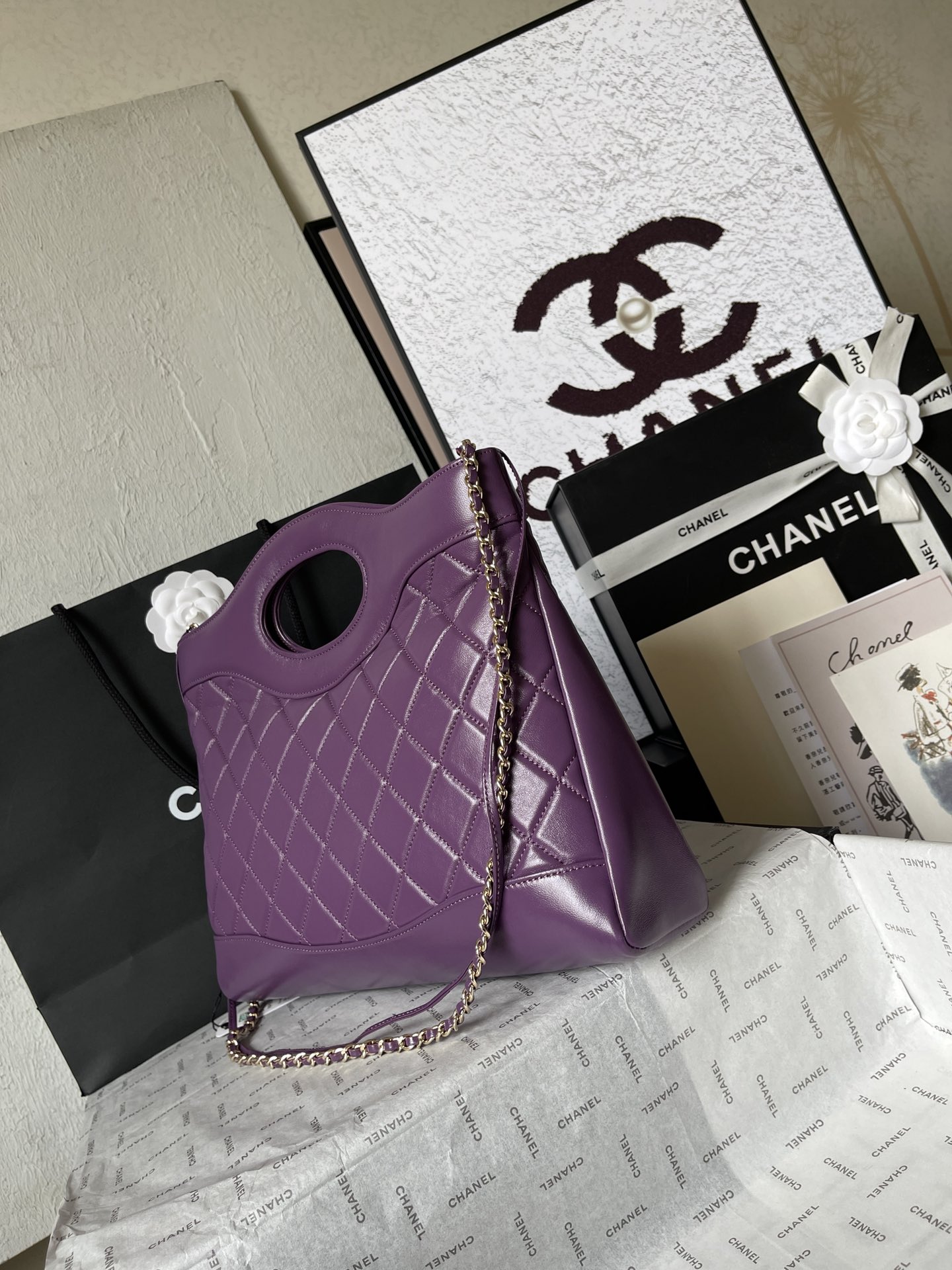 CHANEL Shopping Bag Purple-AS4854